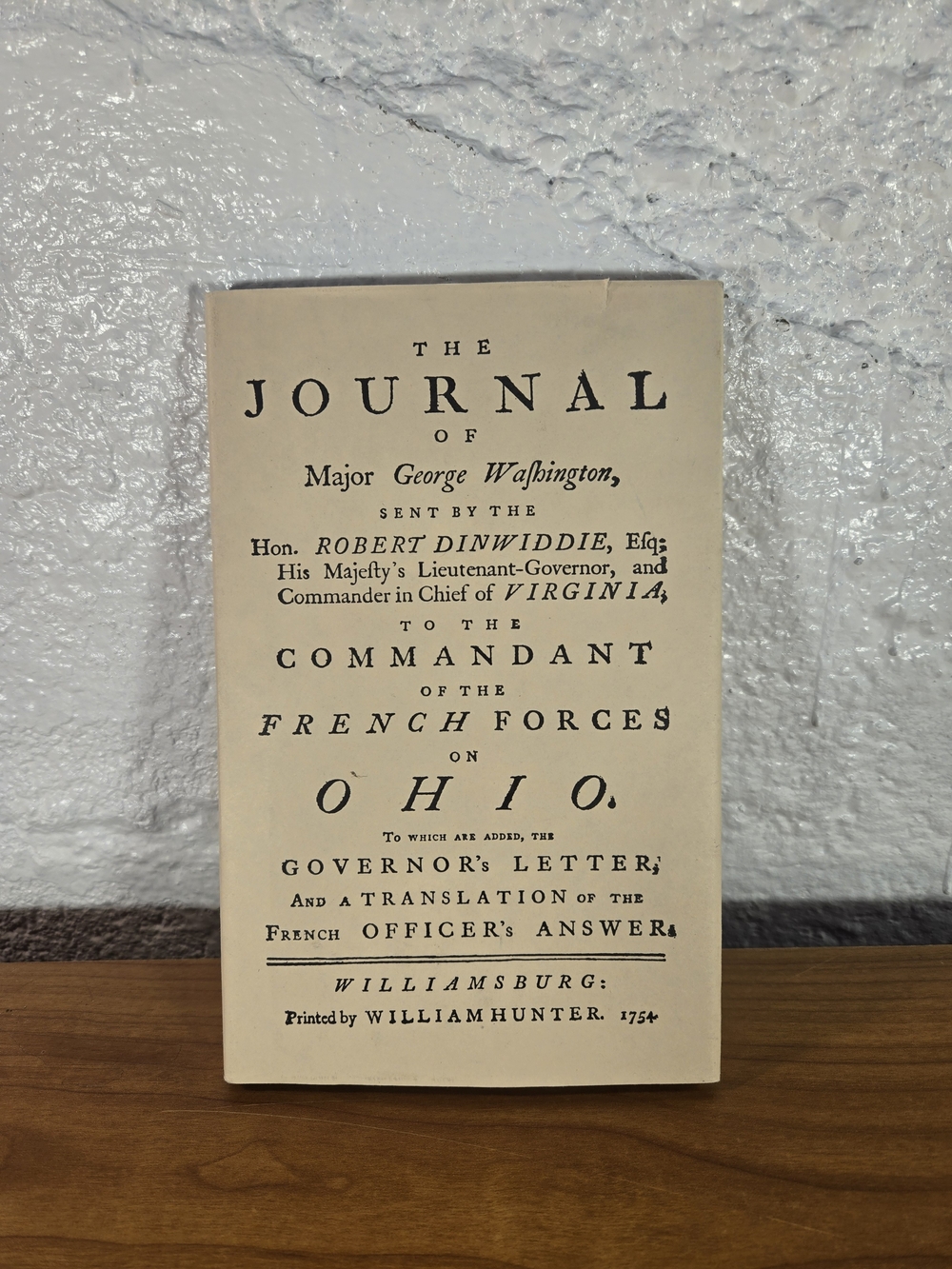 The Journal of Major George Washington 1754 Facsimile 1980 Hardcover CW